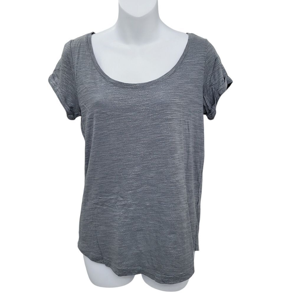 2/$20 Banana Republic Grey & Silver Malibu Tee Top Blouse Size: Small